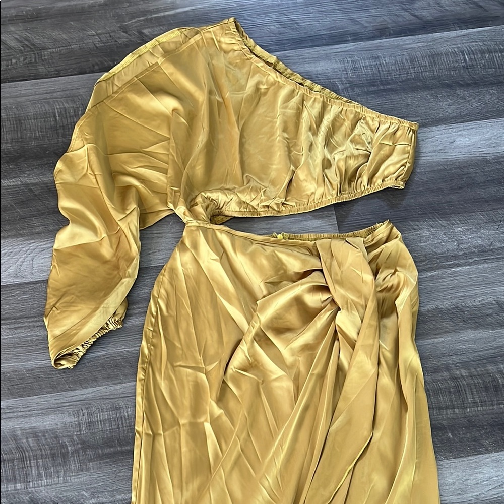 SHEIN Gold One Shoulder Dress